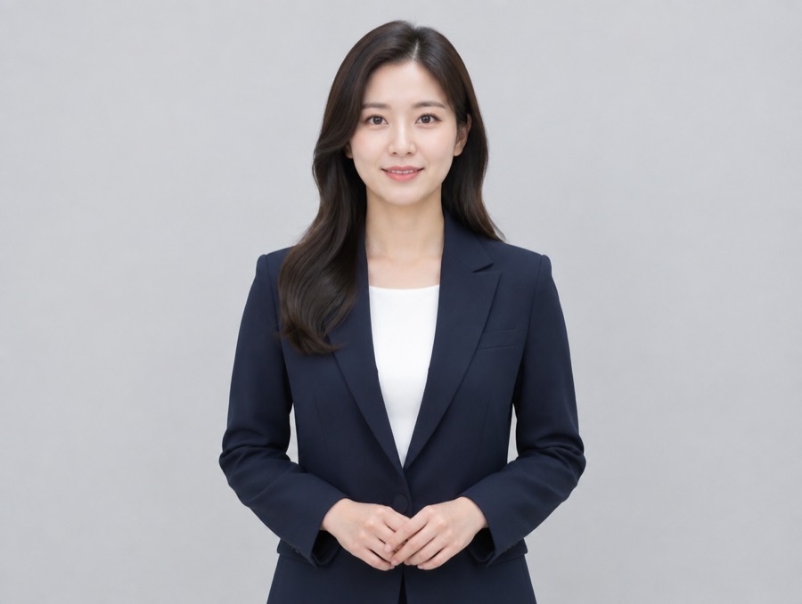 정자세로 서서 손이 보이는 프레임 예시